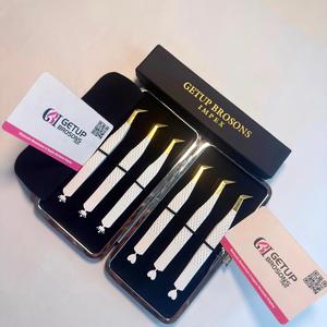 Pince à épiler de précision antistatique en acier inoxydable Getup Brosons, embout lisse avec découpe couronne et cœur, 10 mm, emballage boîte - Product Image 2