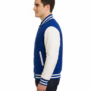 Veste universitaire bleue et blanche pour homme, style preppy, col rabattu, coupe classique, doublure en coton, coupe régulière, vêtement d'automne, meilleur prix - Product Image 2