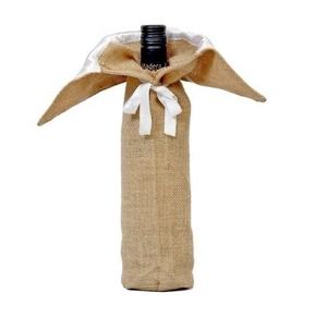 Logotipo personalizado impresión yute botella de vino individual regalo bolsa con cordón ecológico fiesta boda bolsa promocional vino bolsas de regalo - Product Image 1