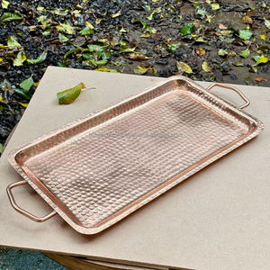 Ensemble d'assiettes rondes en cuivre rose lisse – Plat en métal minimaliste sans soudure pour la restauration, les équipements de spa et les accessoires pour bougies - Product Image 3