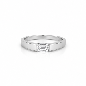 Anillo de Compromiso con Diamante Corte Esmeralda, Chapado en Oro Rosa, Anillo de Propuesta de Matrimonio con Moissanita - Product Image 3