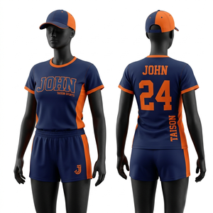 Uniforme de dodgeball unisexe pour adultes en polyester 160 GSM de qualité supérieure, maille respirante, bleu marine et orange, séchage rapide, panneaux personnalisables par sublimation avec logo - Product Image 1