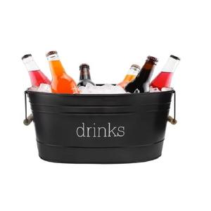 Bac à boissons ovale galvanisé tendance avec poignées latérales, seau à glace et refroidisseur à vin en métal pour fêtes, taille personnalisée - Product Image 3
