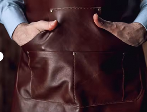 Tablier en cuir vintage couleur cognac, tablier de boucher en cuir pleine peau à une sangle, tablier en cuir personnalisé avec logo - Product Image 5