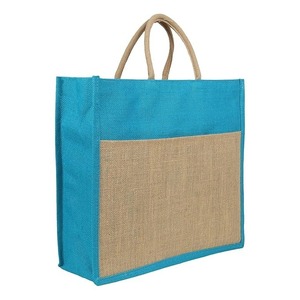 Bolsa de Yute Natural Roja Personalizada con Asas de Cuerda Beige, Bolsa de Compras Reutilizable de Dos Tonos para Comestibles, Bolsa de Regalo Ecológica de Yute - Product Image 2