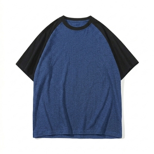 Camiseta raglán vintage de corte regular para hombre, 100% algodón, tejido de punto, cuello con contraste acanalado, bordado con logotipo personalizado, camiseta unisex. - Product Image 5