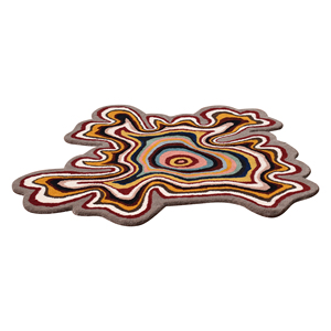 Tapis moderne en laine tuftée à la main à poils ras, motif abstrait, forme fluide inspirée de l'octopus, contour topographique multicolore sculpté pour la maison - Product Image 3