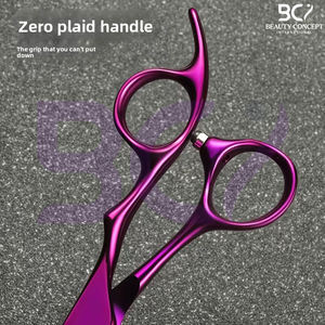 Tijeras de Peluquería Profesionales Color Morado Sólido, Venta al Por Mayor, Precio de Fábrica OEM, Herramientas de Peluquería de Acero Inoxidable - Product Image 5
