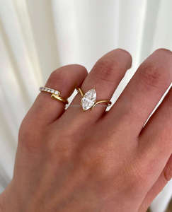 IGI/ Lab Grown Cut Diamond Vintage 14K Amarillo Boda/Anillo de compromiso Unisex Oro blanco Ajuste de Punta Marquesa Corte - Product Image 2