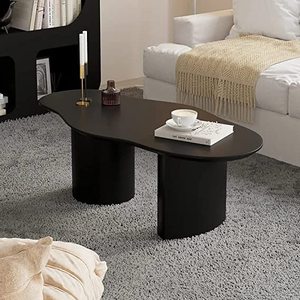 Mesa de Centro Moderna de Madera Irregular con Forma de Nube, Mueble Minimalista para Sala de Estar, Mesa de Centro Resistente con Acabado Negro, Muebles para el Hogar - Product Image 1
