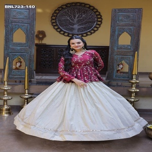 Magnifique collection de lehenga et de blouses peplum entièrement brodées et ornées de sequins, fournisseur de Surat. - Product Image 1