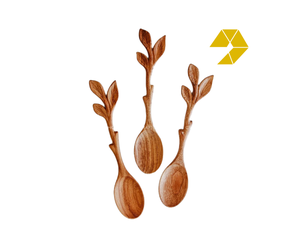 Cuchara de Madera Roja Premium con Mango de Tres Hojas, Cuchara de Madera Natural, Cuchara para Café, Cuchara para Té, Logotipo Personalizado, Vietnam - Product Image 1