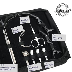 Complete Hair Extension Tools Kit Tape In Flat Crimping Plier <b>Hook</b> Loop Tool Mini Scissor Styling <b>Clip</b> S L Parting Finger Needle - Product Image 4
