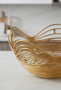 Panier de rangement pour fruits en fil métallique doré ondulé bio, bol ouvert, organisateur de légumes pour table de cuisine - Product Image 4
