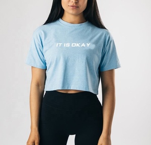 Gym Apparel Custom Women Knitted Slim <b>Fit</b> <b>Crop</b> Tops <b>T</b>-<b>Shirts</b> Blank Cotton Print Summer for Women - Product Image 4