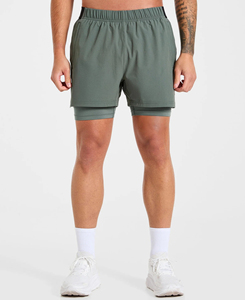 Pantalones Cortos Deportivos para Hombre de Primera Calidad, Ligeros, Color Verde Sólido, de Secado Rápido, Cintura Elástica, Tejido de Punto, Cortos, Estilo Urbano, MOQ Bajo - Product Image 1