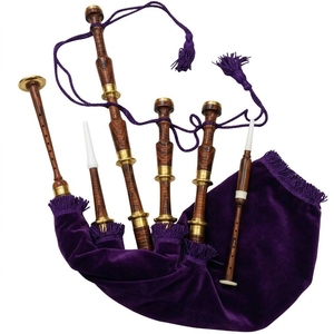 Bagpipe écossais en velours violet, avec montures en laiton et bois de rose, taille standard, fait main, ensemble musical écossais - Product Image 1