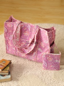 Sac fourre-tout en coton matelassé rose lotus assorti OEM avec pochette - Sac de courses réutilisable éco-responsable style bohème - Product Image 5