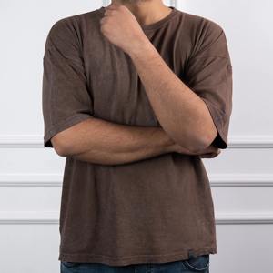 Camiseta Básica Personalizada con Cuello Redondo y Lavado Ácido para Hombre, 100% Algodón, Estilo Urbano Holgado, Tejida - Product Image 2