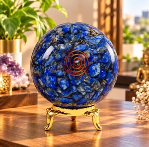 Boule d'Orgone en Lapis Lazuli Poli Bleu, Énergie Positive, Guérison Amoureuse, Équilibrage des Chakras, Pierre Écologique – Vente en Gros - Product Image 5