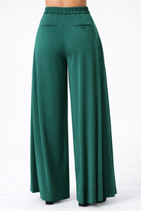 Pantalones Palazzo Elegantes de Mujer, Cintura Media, Plisados, Pierna Ancha, Corte Regular, Transpirables, Poliéster/Algodón, Cintura Elástica, Otoño - Product Image 3