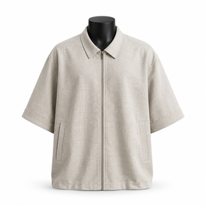 Chaqueta de manga corta con cremallera para hombre, chaqueta informal ligera, personalizada, OEM, ODM, al por mayor - Product Image 1