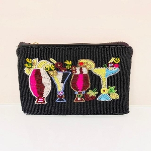 Classic Embroidered Beaded Coin Purse for Women with Zipper Closure Multi-Purpose <b>Makeup</b> Organizer Mini Size Mixed Colors - Product Image 3