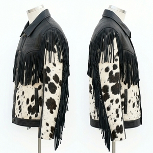 Chaqueta de cuero de vaca personalizada al por mayor para hombre, estilo occidental con flecos, fabricante, piel auténtica, piel sintética, abrigo informal, prendas de vestir exteriores para hombre - Product Image 4