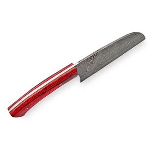 Cuchillo de Chef de Acero de Damasco Forjado a Mano Personalizado con Mango de Madera Roja Ecológico Profesional para Carnicería y Cocina - Product Image 4