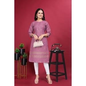 FEUILLE DE COTON À LA MODE IMPRIMÉ SEULEMENT KURTI ROSE - Product Image 1