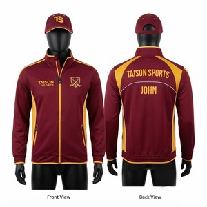 Veste d'entraînement de hockey sur gazon en tricot de polyester 330 GSM de qualité supérieure, marron doré, avec écusson brodé personnalisé, vêtement de sport d'équipe à capuche pour l'échauffement - Product Image 1