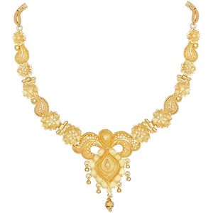 Ensemble collier et boucles d'oreilles en alliage plaqué or 24 carats, design floral classique pour femmes, bijoux de mariage, ensembles de bijoux tendance - Product Image 3
