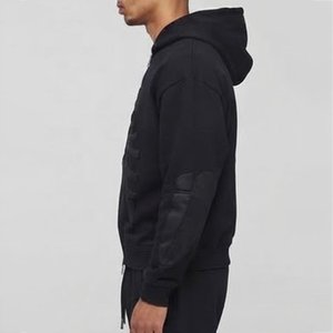 New Sales Custom Men's <b>Black</b> Zip-Up <b>Hoodie</b> With Raised Rubber Skeleton Print Streetwear Style Regular Fit FRENCH TERRY Fabric - Product Image 3