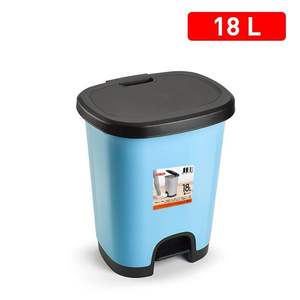 Poubelle CUBO PEDAL 18L bleue avec couvercle noir à ouverture rabattable - Product Image 3