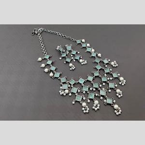 Juego de collar de perlas y piedra de cristal chapado oxidado 11714291MG-Joyería de perlas lujosas - Product Image 1