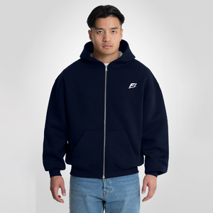 Sweat-shirts à capuche zippés pour hommes, personnalisés, en gros, par fabricant OEM, en molleton 100% coton brossé épais, coupe ample, épaules tombantes, style streetwear - Product Image 1