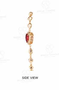 Elegante pulsera en oro de 18 quilates con halo de rubí en forma de corazón, eslabones inspirados en conchas con diamantes naturales, diseño romántico de alta costura y lujo. - Product Image 3