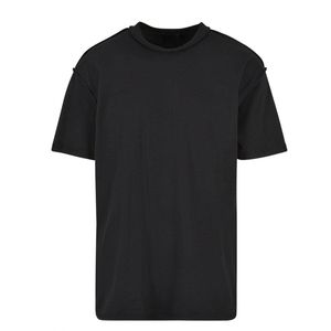 เสื้อยืดแขนสั้นสีดำสำหรับผู้ชาย ทรงปกติ คอกลม ผ้าเจอร์ซีย์ลำลอง ผ้าฝ้าย สีพื้น - Product Image 1