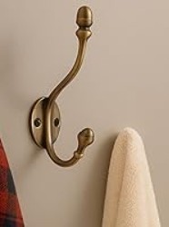 Patère murale classique en laiton, porte-manteau simple en métal antirouille pour vêtements, installation par perçage - Product Image 2