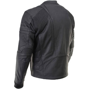 SAMROZ SPORTS Men's Matte Black Premium Leather Protective <b>Motorcycle</b> Racing Style Biker <b>Jacket</b> w/CE Armor - Product Image 2