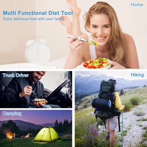 Utensilios de Camping Portátiles de Acero Inoxidable 4 en 1, Juego de Cubiertos Ligero de 5 Piezas, Tenedor, Cuchara, Abrebotellas para Aventuras al Aire Libre - Product Image 6