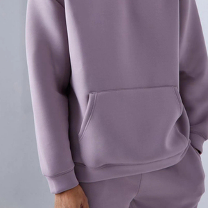 <b>Mens</b> Lavender Hooded Tracksuit Set Full Sleeve <b>Pullover</b> Sweatshirt with Kangaroo Pocket and Matching Pants Casual Loose Fit - Product Image 4