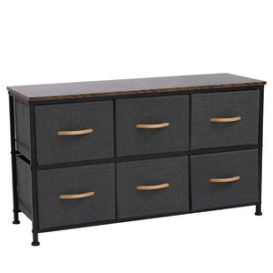Comò a 3 livelli con 6 cassetti in tessuto a facile apertura, struttura in metallo allungabile e piano in MDF, unità di archiviazione per camerette e armadi - Product Image 3