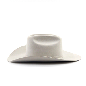 Unisex Beige Leather Cowboy <b>Hat</b> with Brown Leather <b>Band</b> Casual Striped Beach Adult Summer 56-58cm HN-3019 - Product Image 2