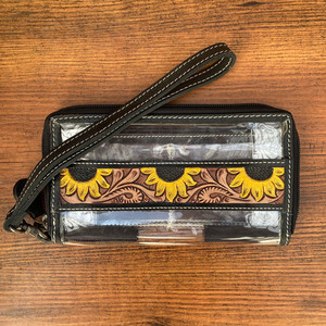 Cartera de mano transparente para mujer, monedero de cuero tallado a mano, nuevo diseño, embrague de moda Vintage - Product Image 2