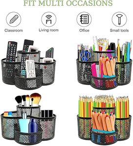 Round Metal Mesh <b>Desk</b> Organizer with Pencil Holder and <b>Large</b> Capacity Storage Compartments for Office Supplies - Product Image 5