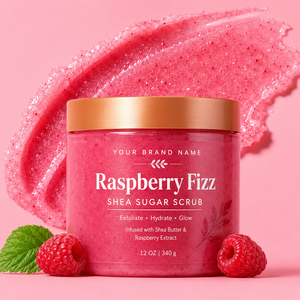 Wholesale Raspberry Fizz Shea Sugar <b>Scrub</b> Vegan Organic Exfoliating Hydrating <b>Body</b> Polish Private Label Skin Care Bulk Supplier - Product Image 2