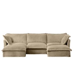 Divano componibile a U a 3 posti con rivestimento sfoderabile, design con bordi francesi e molteplici cuscini grandi per soggiorno - Product Image 6