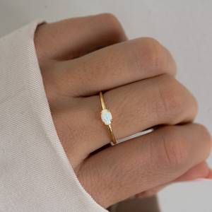 <b>Opal</b> <b>Ring</b> 925 Sterling Silver 14K <b>Gold</b> Plated Minimalist Birthstone Promise <b>Ring</b> Gift For Her Women Engagement <b>Ring</b> - Product Image 6