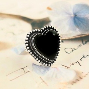 Anillo de Ónix Negro en Forma de Corazón Natural, Plata de Ley 925, Anillo de Compromiso con Piedra Preciosa Hecho a Mano, Joyería de Lujo, Regalo - Product Image 5